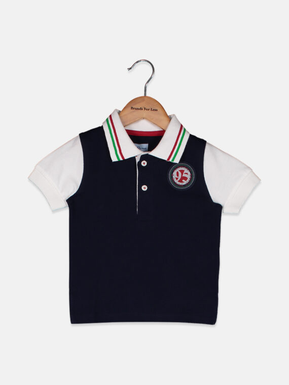 Toddler Boys Spread Collar Short Sleeve Polo Shirt Navy/White