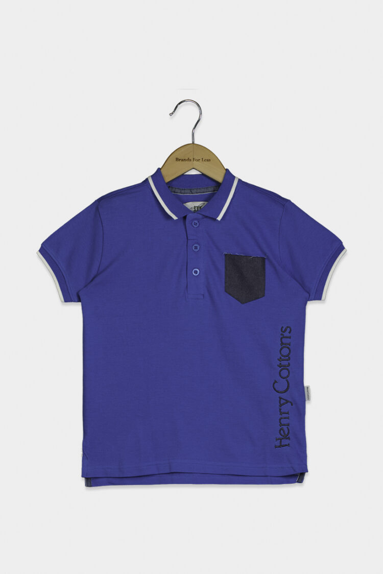 Toddler Boys Spread Neck Embroidered Short Sleeve Polo Shirt Azure