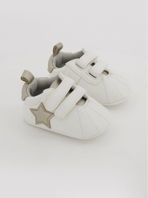 Toddler Boys Star Patch Velcro Footwear White/Gold