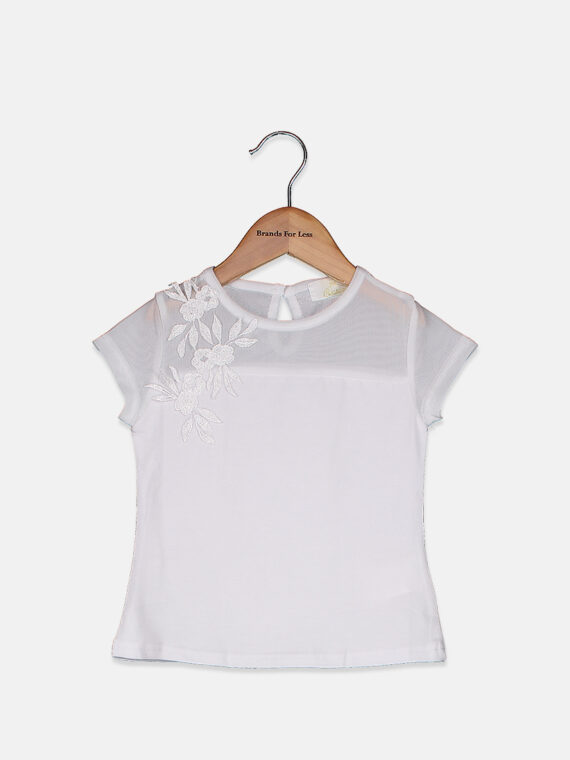 Toddler Girls Embroidered Top White