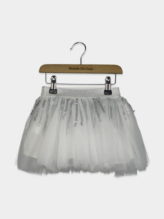 Toddler Girls Textured Pull On Tulle Skirt White