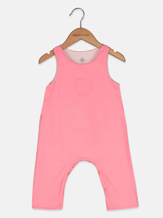 Toddlers Baby Girls Pocket Front Romper Pink