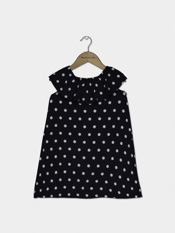 Toddlers Baby Girls Polka Dots Dresses Navy Blue/White