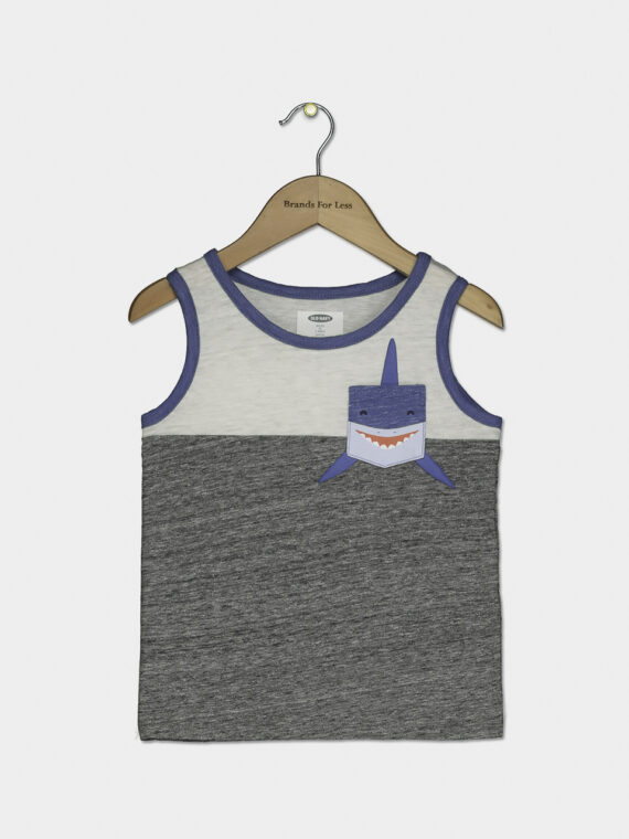 Toddlers Sleeveless Top Grey/White/Blue