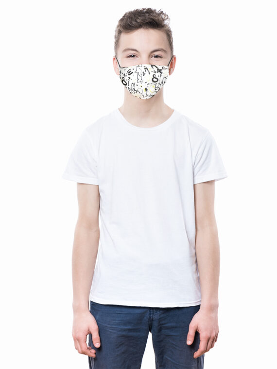Unisex Kids Graphic Printed Reusable Face Mask White Combo