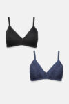 Womens 2 Pack Padded Wire Free Bralette Navy Blue/Black