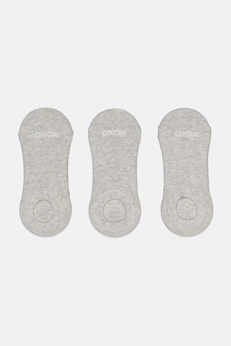 Womens 3 Pairs Of Round Invisible Socks Grey