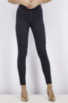 Womens Buttoned High-Waist Slim-Fit Jeans Black