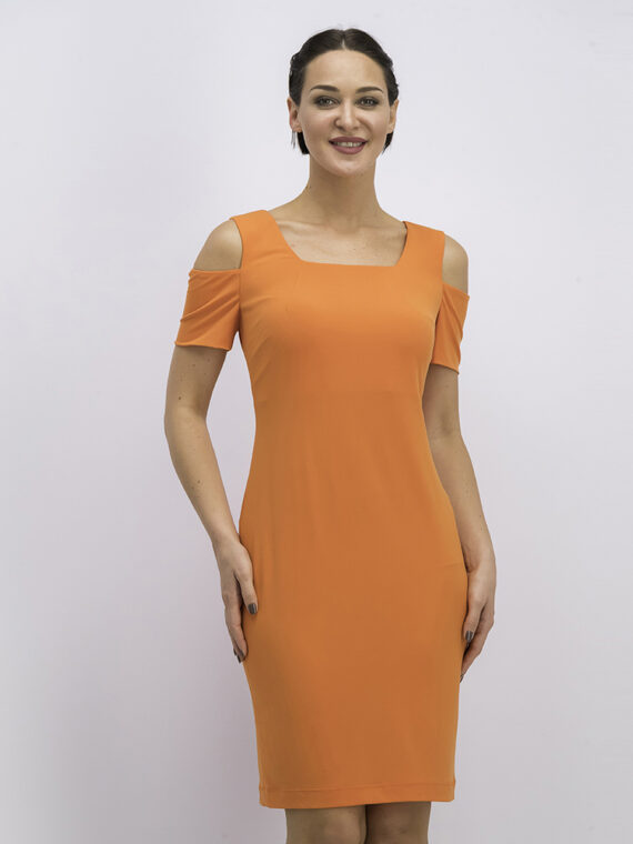Womens Cold Shoulder Dress Orange