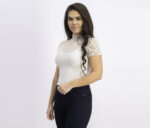 Womens Dotted Mesh Top Ivory