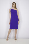 Womens Embellished Sleeveless Asymmetrical Neckline Dress Blue
