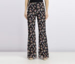 Womens Floral Flared Pants Black Combo