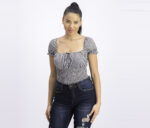 Womens Gingham Cropped Top Black/White
