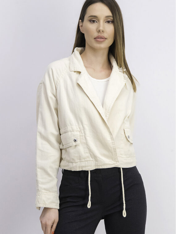 Womens Long Sleeve Linen Jacket Beige