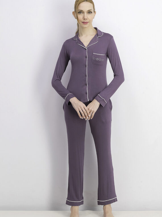 Womens Long Sleeve Sleepwear Set Lavender