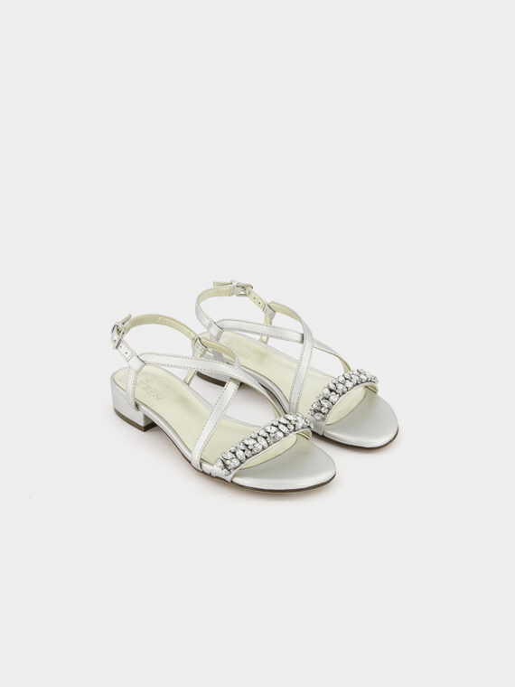 Womens Macy Medium Embellished Sandals Silver Metallic