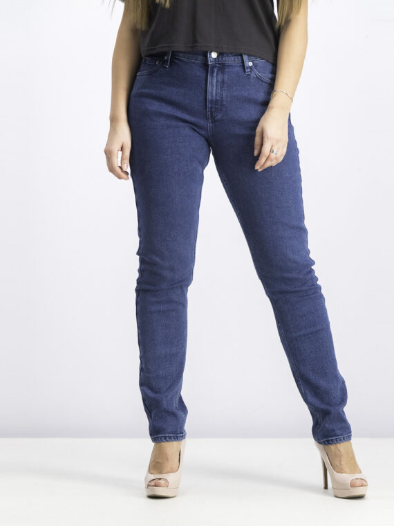 Womens Mid Rise Slim Fit Jeans Blue