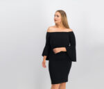 Womens Off-The-Shoulder Sheath Dress Black