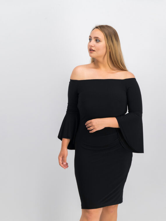 Womens Off-The-Shoulder Sheath Dress Black