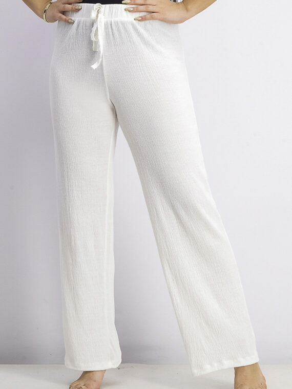 Womens Plain Drawstring Pajama Set White