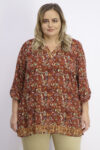 Womens Plus Size Naylean Embroidered Tunic Top Burgundy