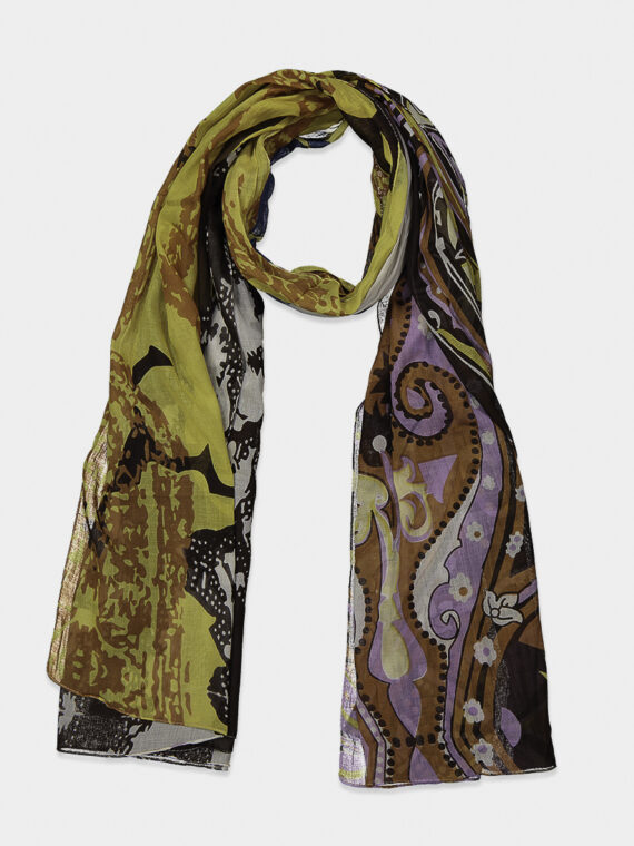 Womens Printed Scarf 200 x 110 cm Brown Combo
