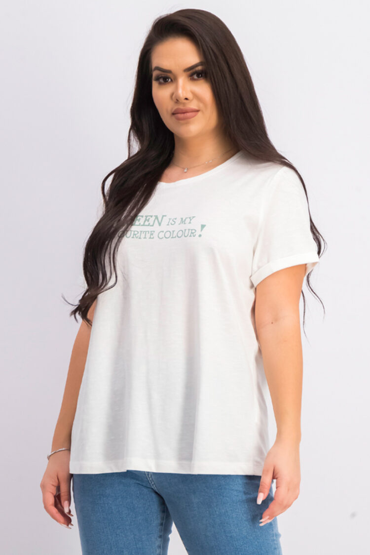Womens Printed Short Sleeve Top White