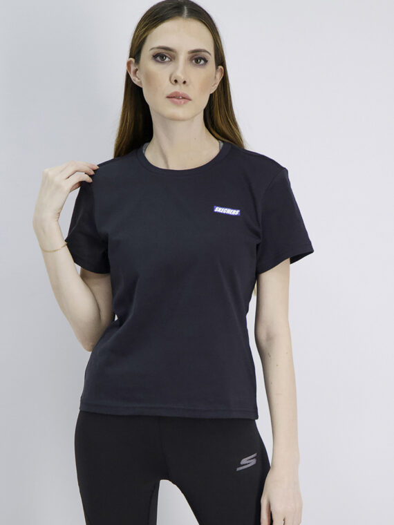 Womens Round Neck Short Sleeve Active T-Shirt Black