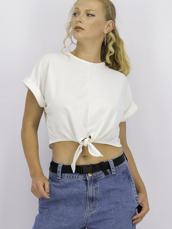 Womens Soft Front Tie Tops White
