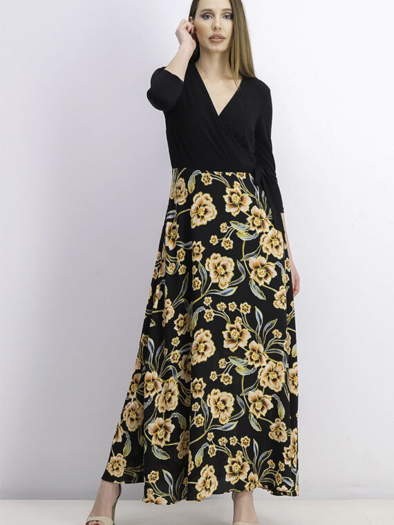 Womens Tie-Side Printed-Skirt Dress Gilded Garden