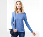 Womens Woven Insert Blouse Shirt Light Blue