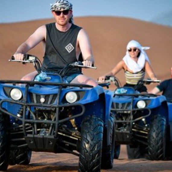 Desert Safari + Centralized Van Pick-Up/30-Min Quad Bike For 1,2, Or 4 MOTOR SPORTS Shop Online at Special Price from Oman Mega Deals