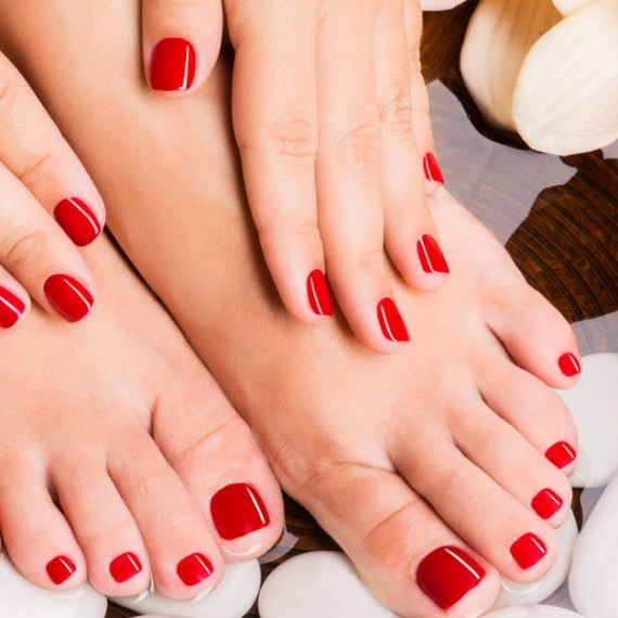 Classic/Gel Manicure & Classic Pedicure + Color Or Nail Extensions Set NAILS Shop Online at Special Price from Oman Mega Deals